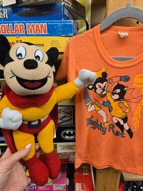 vintage Duo Mighty Mouse Plush and kids Tshirt